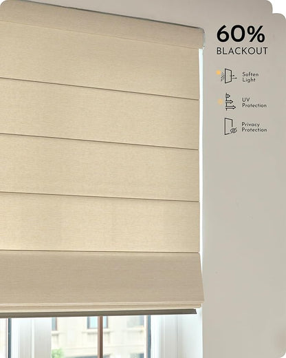 Graywind Smart Roman Shades Compatible with Alexa Google WiFi Hardwired Automatic Blind Remote Light Filtering Plain Fold Soft Roman Window Shades for Windows Doors, Custom Size (Matelasse Offwhite)