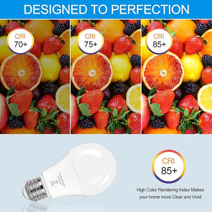 PARTPHONER A19 LED Light Bulbs, 60W Equivalent Efficient 9W LED Bulb, 3 Color Light Modes Light Bulbs, 900 Lumens, CRI 85+, 25000+ Hours Lifespan, Pack of 2