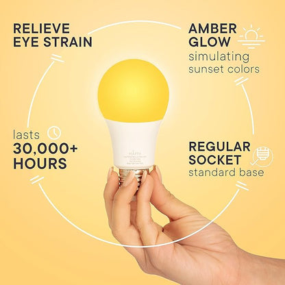 2 Amber Light Bulbs for Sleep I 1800K Warm Light Bulbs for Bedside Lamp I 7W E26 Led Bulb (60W Equiv) Orange Led Lights for Bedroom Soft Warm Lighting I Dim Night Light for Kids Room Warm Light Lamp