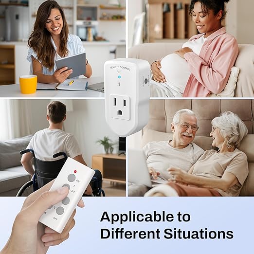 BN-LINK Wireless Remote Control Outlet Electrical Switch for Lights, Fans, Christmas Lights, Small Appliance, 100ft Long Range White (Learning Code, 3 Outlets +1 Remote) 1200W/10A, ETL & FCC Certified