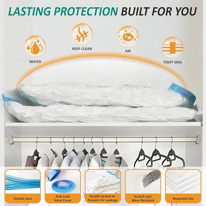 12 Jumbo Vacuum Storage Bags for Blankets & Bedding, Space Saver Bags | Jumbo Capacity for Bulky Bedding; 80% Space-Saving for Blankets, Comforters & Pillows; For Closets & Seasonal Storage