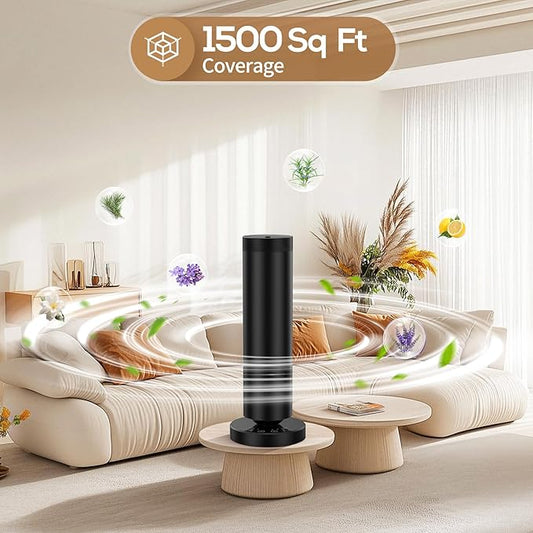 Waterless Diffuser with 108ML Essential Oils, Covers 1500 Sq Ft, Diffusers for Home Hotel, Adjustable Mist & Timer, Scent Diffuser Starter Kit with Night Light, Corded Electric,Black