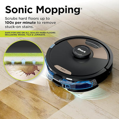 Shark Matrix Plus 2in1 Robot Vacuum & Mop with Sonic Mopping, Matrix Clean, Home Mapping, HEPA Bagless Self Empty Base, CleanEdge, for Pet Hair, Carpets and Hard Floors (Renewed)
