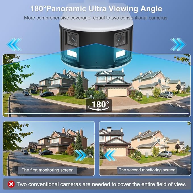 Anpviz 4K/8MP PoE 180 Degree IP Dual-Lens Security Camera Outdoor, 180° Panoramic Wide Angle Wired Bullet Camera with Human/Vehicle Detection, Two Way Talk, Built-in MicroSD Card Slot (H Series)