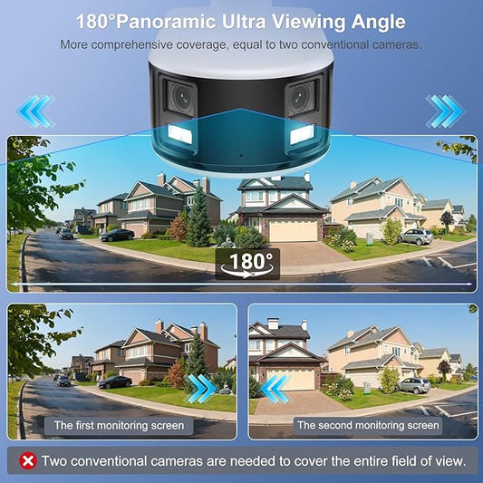 Anpviz 4K/8MP PoE 180 Degree IP Dual-Lens Security Camera Outdoor, 180° Panoramic Wide Angle Wired Bullet Camera with Human/Vehicle Detection, Two Way Talk, Built-in MicroSD Card Slot (H Series)
