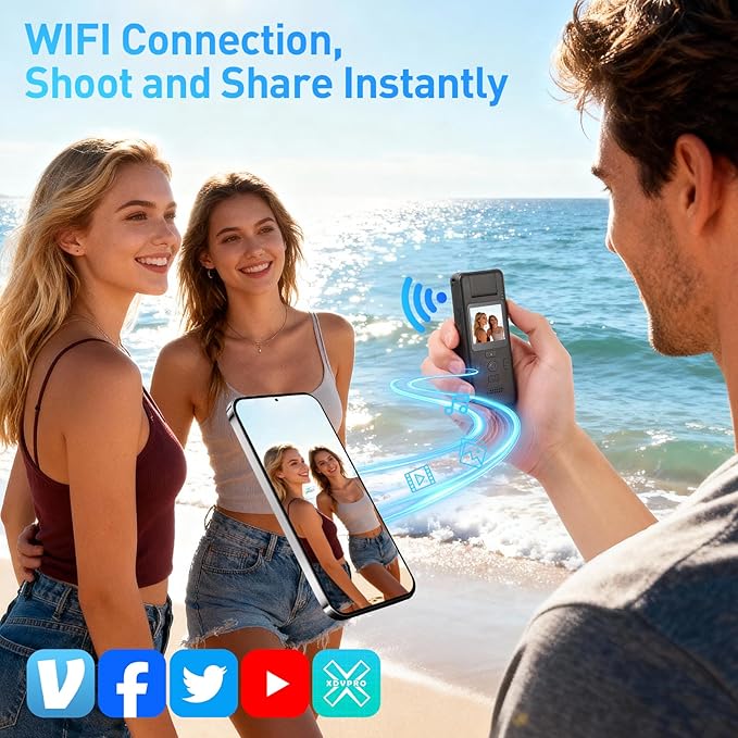 Li&Lu 4K Body Camera with 1.5" HD Screen, 180° Rotating Lens, WiFi & Night Vision – Wearable Video Recorder for Pets, Outdoor, Daily Use