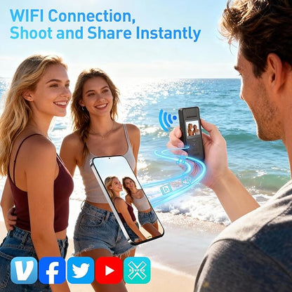 Li&Lu 4K Body Camera with 1.5" HD Screen, 180° Rotating Lens, WiFi & Night Vision – Wearable Video Recorder for Pets, Outdoor, Daily Use