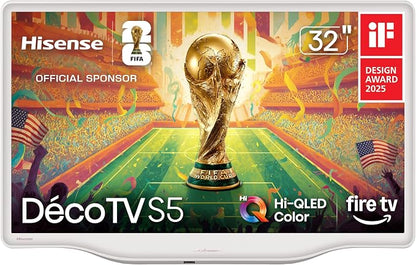 Hisense 32-Inch S5 DécoTV Series Hi-QLED FHD Smart Fire TV (32S5QF) - Versatile Fit, Hi-QLED Color, Art-Inspired Design, Fluid Central Stand, DTS Virtual: X, Stream Live TV Without Cable