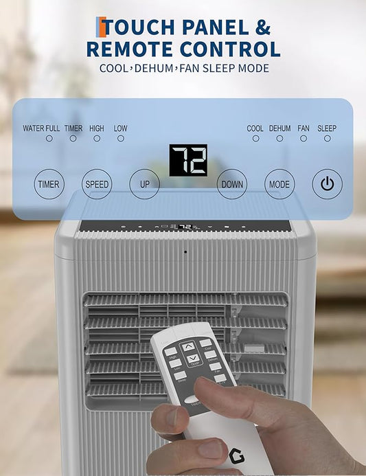 GarveeLife Portable Air Conditioners, 8,000 BTU for Rooms up to 350 Sq.Ft., Smart Compact AC Unit with Cooling, Dehumidifier, Fan, Remote Control and Window Kit, Gray