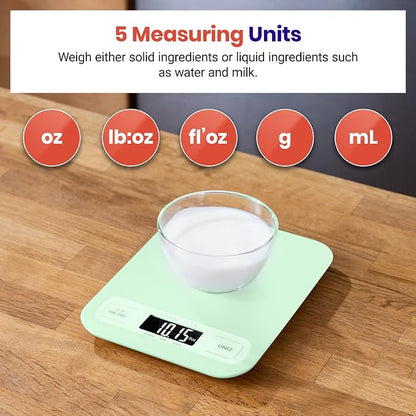 Etekcity Food Kitchen Scale, Digital Grams and Ounces, Large | Tare function, ideal for baking, weight loss, keto, meal prep, packages, liquids and jewelry, Green