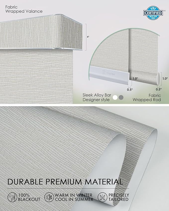 Yoolax Custom XL Smart Vertical Blinds, Motorized Sliding Door Blinds Compatible with Alexa, Blackout Sliding Panel for Room Divider, Indoor Windows, Patio Doors, Foggy Thread Gray