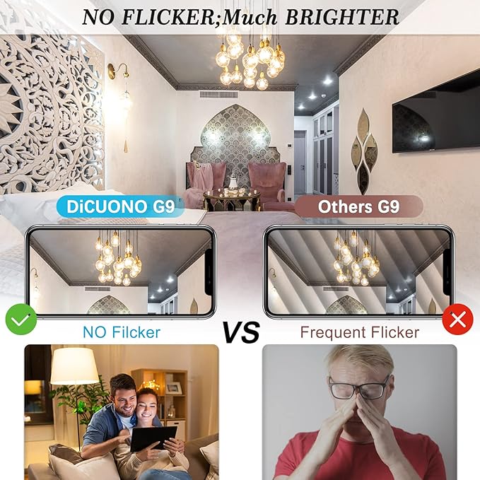 DiCUNO G9 LED Light Bulb 4W, 40W Halogen Replacement, Warm White 3000K, 450 Lumen, G9 Bi-Pin Ceramic Base Bulb, 120V, Non-dimmable, for Chandelier Lighting, Pendant Light, 10-Pack
