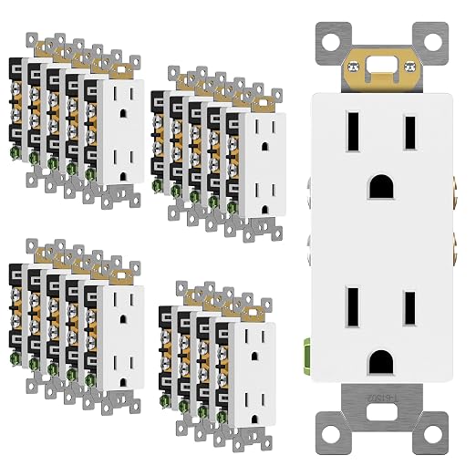 ENERLITES 20 Pack Decorator Wall Outlet, 15A Standard Electrical Receptacle | Self-Grounding, UL Listed, 5-15R, 125V, Non-Tamper Resistant Residential Outlets for Home, Kitchen, Bathroom, Matte White