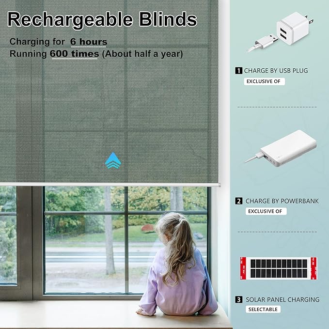 Aprilsmart Motorized Blinds with Remote,Light Filtering Motorized Roller Shades Work with Apple Homekit,Alexa,SmartThings,Google Home,Customize Blinds(Sunscreen Grey-59)