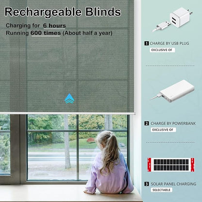 Aprilsmart Motorized Blinds with Remote,Light Filtering Motorized Roller Shades Work with Apple Homekit,Alexa,SmartThings,Google Home,Customize Blinds(Sunscreen Grey-59)