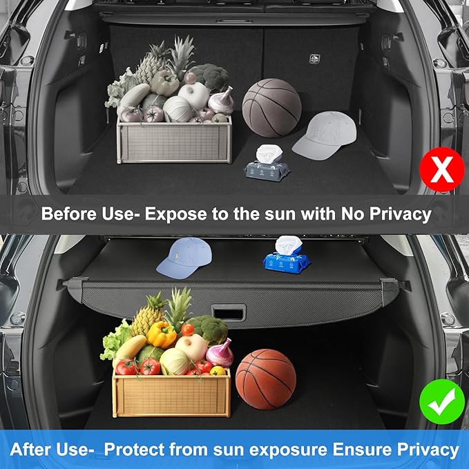 AUXKO Retractable Cargo Cover for Kia Sportage 2026-2023, Trunk Cargo Cover Luggage Security Shade Cover for 2026 2025 Kia Sportage Shielding Shade Anti-Peeping Luggage Privacy Screen, Carbon Fiber