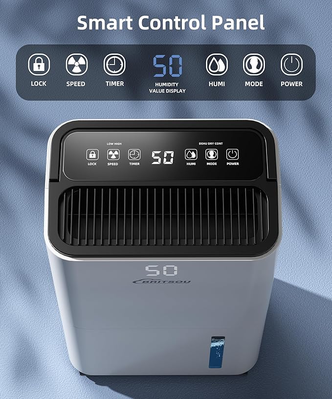 34 Pint Dehumidifier for Basement with Drain Hose & 0.66 Gallon Water Tank, Manual & Auto Drainage, Smart Quiet Dehumidifiers for Home with Auto Shut off, 24HR Timer