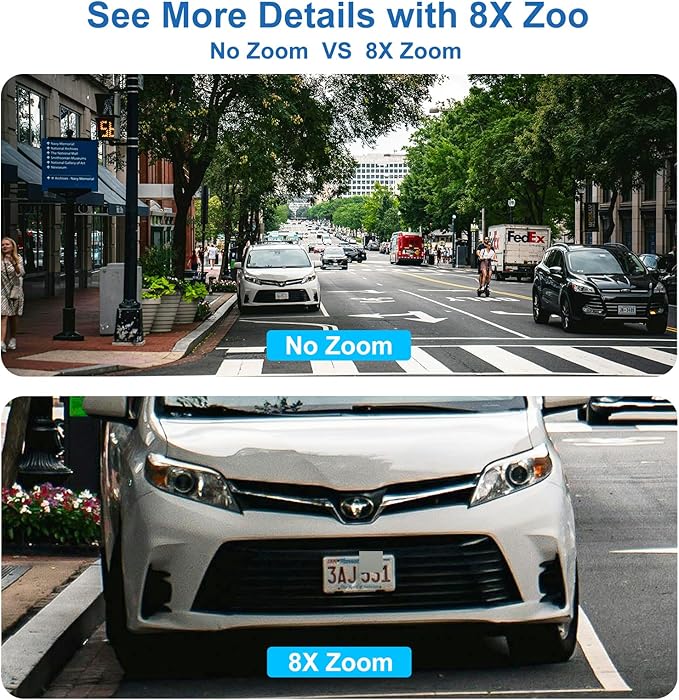 Outdoor Camera 3 Lens, 8X Hybrid Zoom WiFi Security Cameras Wired 24/7 Recording, Pan/Tilt 360°View Auto Tracking, Free AI Detection, Color Night Vision, 2 Way Audio, 32GB Local Storage