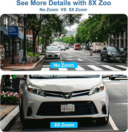 Outdoor Camera 3 Lens, 8X Hybrid Zoom WiFi Security Cameras Wired 24/7 Recording, Pan/Tilt 360°View Auto Tracking, Free AI Detection, Color Night Vision, 2 Way Audio, 32GB Local Storage