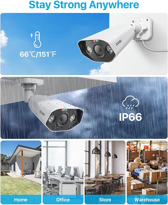 ZOSI 2Pack 4K PoE Security Cameras with Ethernet Cables, Person/Vehicle Detection, 2-Way Audio, Color Night Vision, Weatherproof, Outdoor Indoor Add on Camera Only Compatible 8MP/4K POE NVR
