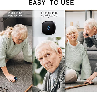 Caregiver Pager, Wireless Call Button for Seniors/Elderly at Home, 2 SOS Buttons + 2 Receivers Medical Life Alert System, Emergency Panic Call Bell, Nurse Calling & Patient Assistance Alarm