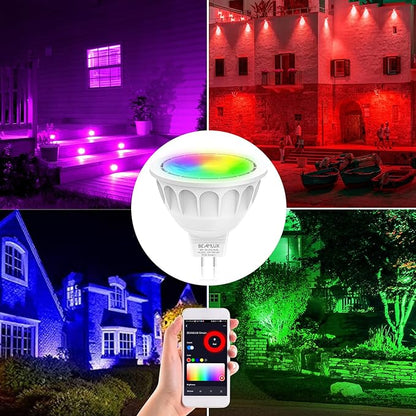 Smart WiFi MR16 Color Changing led Bulbs, Dimmable with App Control, 40° Beam Angle AC/DC12V GU5.3 Base, Compatible with Alexa and Google Home Assistant, No Hub Required 2 Pack