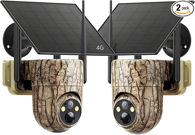 Oculview 4G LTE Cellular Trail Camera with Pre-installed SIM Card, 2K Live Streaming, 360° Pan/Tilt, Low Glow Night Vision, Remote Access, Solar Powered, Motion Activated Game Camera for Off-grid Area