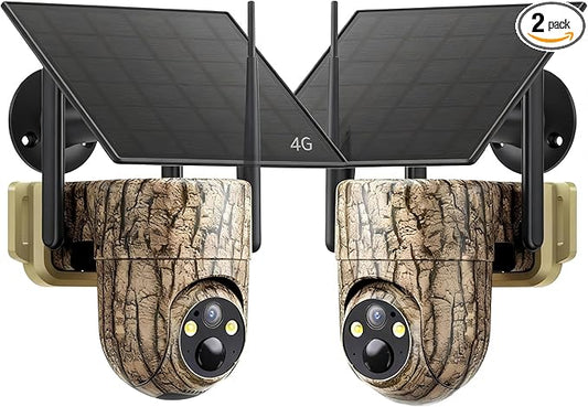 Oculview 4G LTE Cellular Trail Camera with Pre-installed SIM Card, 2K Live Streaming, 360° Pan/Tilt, Low Glow Night Vision, Remote Access, Solar Powered, Motion Activated Game Camera for Off-grid Area