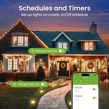 GHome Smart Outdoor Smart Plug, Smart Home Wi-Fi Outlet with 2 Sockets, IP64-Rated with Weather-Resistant Covers, Works with Alexa, Google Home & SmartThings, No Hub Required