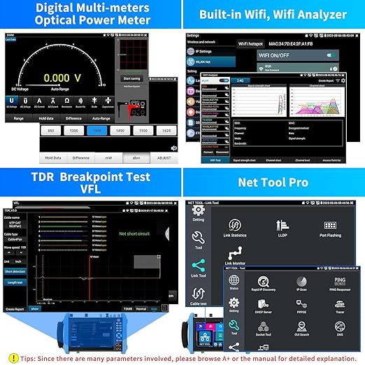 Rsrteng IPC-9800MOVTADHS Pro Full Features CCTV Camera Tester 8K 32MP IP Camera Tester wtih POE++ Max 90W, CCTV Tester with 4K TVI CVI AHD SDI Support DMM OPM TDR 1CH SFP HD VGA WiFi Network Tools