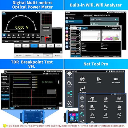 Rsrteng IPC-9800MOVTADHS Pro Full Features CCTV Camera Tester 8K 32MP IP Camera Tester wtih POE++ Max 90W, CCTV Tester with 4K TVI CVI AHD SDI Support DMM OPM TDR 1CH SFP HD VGA WiFi Network Tools