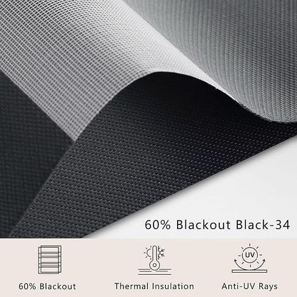 Bringnox Smart Motorized Zebra Roller Blinds - 60% Blackout, Remote Control, Works with HomeKit, Google Home & Alexa via Hub, Custom Size(60% Blackout Black-34)