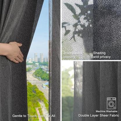 Motorized Sheer Vertical Blinds Work with Alex Google Home, Light Filtering Smart Vertical Blind Sliding Door Blinds Remote Control Blinds for Sliding Glass Door Customize(Elegant Deep Grey)