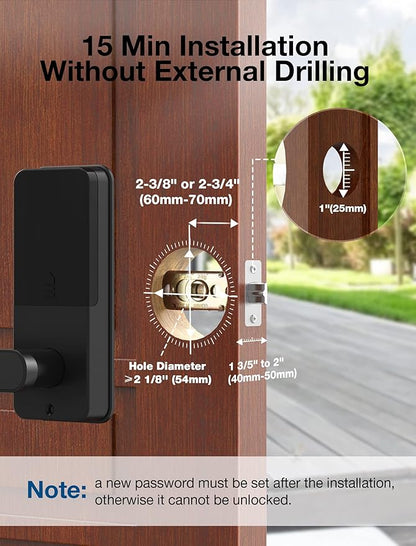 GEONFINO Smart Door Lock with Handle, 6-in-1 Fingerprint Keyless Entry Door Lock, Electronic Digital Deadbolt with Handle, Smart Lock Set Compatible with Alexa (Gateway Included)