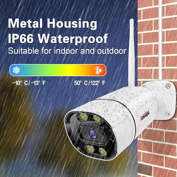 4K Home Security Camera System, 4pcs Plug-in WiFi Security Cameras for Indoor Outdoor 24/7 Recording, Dual Warning 8 Channel NVR 1TB Hard Drive, 2 Way Audio, AI Detection, Spotlights Night Vision