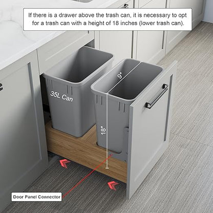 Dowell 10 Pack 35Qt Wastebasket Trash Container, 9Gal, Plastic, Stackable, for Kitchen/Bathroom/Office, Fits Under Sink/Desk - Grey (10, 35 QT)