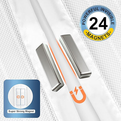 METAONLY Magnetic Screen Door Mesh Fits 38" x 82" Door - Curtain Size 40" x 84", Works for Patio, Sliding Door, Keeps Bug Mosquito Out, Fresh Air Flow, White