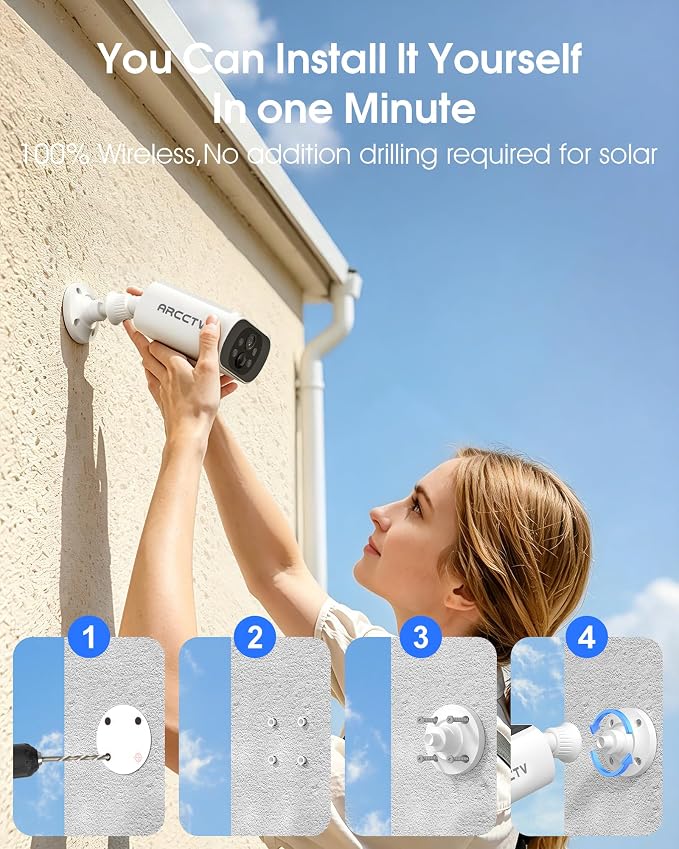 ARCCTV Solar Security Camera Outdoor Wireless with NVR Base Station