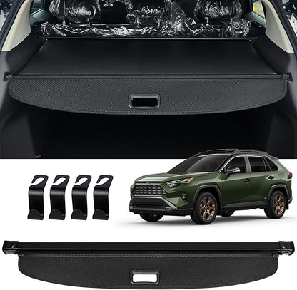 AUXKO Retractable Cargo Cover for Toyota RAV4 2025-2019, Cargo Trunk Cover Luggage Security Shade Cover for 2025 2024 2023 Toyota RAV4 Shielding Shade Anti-Peeping Luggage Privacy Screen, Carbon Fiber