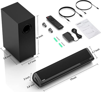 Saiyin Sound Bar with Subwoofer, Home Theater Surround System for TV PC
