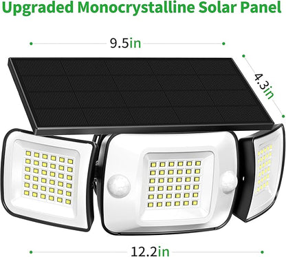intelamp Solar Flood Lights Outdoor Waterproof, 6000mAh 1200LM Solar Powered Dual Motion Sensor LED Lighting Dusk to Dawn Security Floodlight Exterior with Remote for Outside Garden House Yard Porch