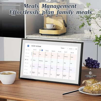 LOOFII 15.6 Inch Smart Digital Calendar – 1920×1080 Full HD Touchscreen Calendar & Family Planner with Chore Chart & Meal Planner, Wall-Mountable (Black White)
