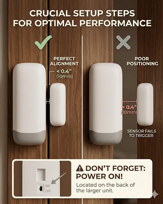 PILSAMAS Rechargeable Whole House Door Alarm System for Wandering Seniors | 1 Receiver 4 sensors, Full rechargeable, 1000ft range, Portable LED ID receiver, Vibrate, No monthly fee, For elderly & kids