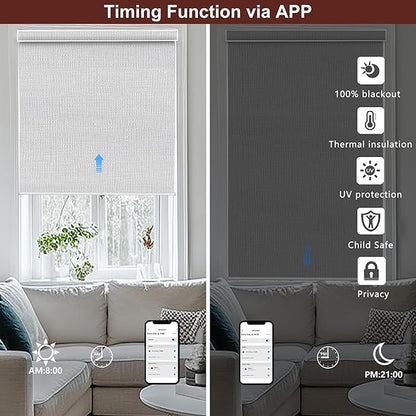 Bringnox Motorized Blinds with Remote,100% Blackout Smart Roller Blinds Compatible with Apple Homekit Google Home and Alexa Via HUB,and Customized