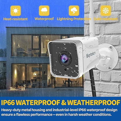 Septekon 4 Pack Outdoor Security Camera 2K，WiFi Cameras for Home Security Outside with Motion Detection Tracking, Night Vision, Two-Way Audio, IP66 Weatherproof, 2.4GHz Wi-Fi, Compatible with Alexa
