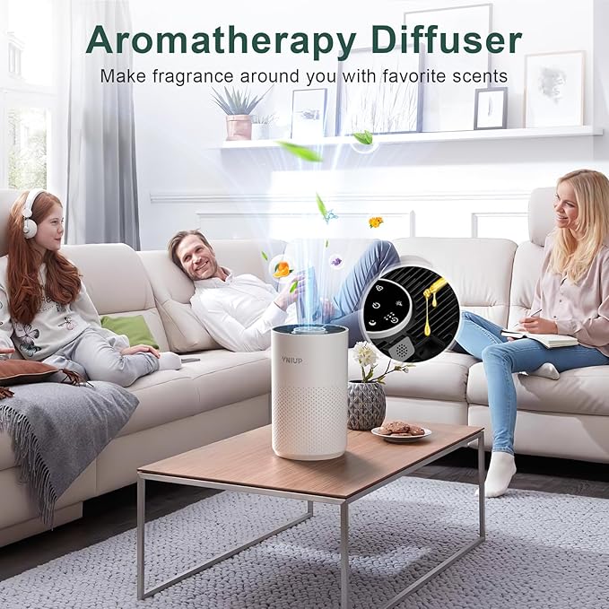 White Air Purifier+2 Pack ZQA 4000C Replacement Filter, with Sleep Mode& Light Mode Air Cleaner for Pet Dander Odor Dust Smoke