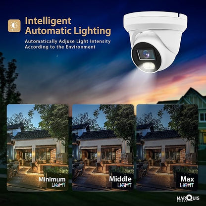 Marquis 5MP 24/7 Full-Color HD TVI/CVI/AHD/CVI 4 in 1Turret Dome CCTV Security Camera, Indoor Outdoor Color Night Vision Waterproof Analog Surveillance Camera 2.8mm Lens