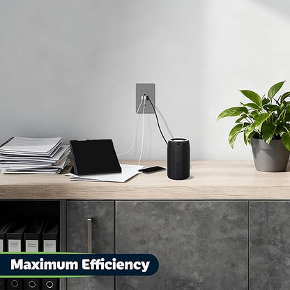 TOPGREENER 4.2A 3-Port Type C USB Outlet, 15 Amp Receptacle Plug, Charging Power Outlet with Dual Type C&A Ports, Screwless Wall Plate Included, UL Listed, TU21542AC2-GYSID, Gray, 2 Pack