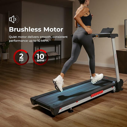 Sunny Health & Fitness Exercise Treadmills Double Deck Sizes and Incline Features with Bluetooth & SunnyFit App