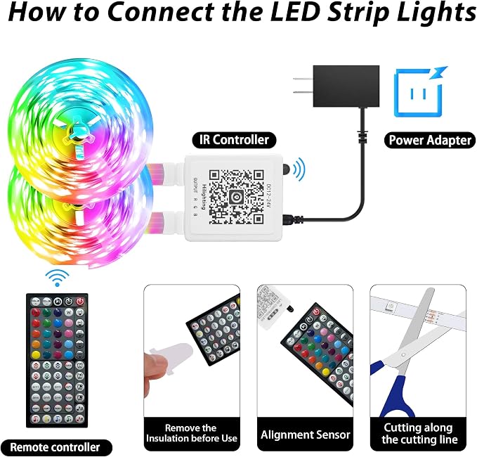 Ledagic Led Lights for Bedroom 200ft (2 * 100FT), Music Sync Led Lights | RGB Color Changing Led Strip Lights with Remote and App Control RGB Led Light Strip for Home Party Room Decor